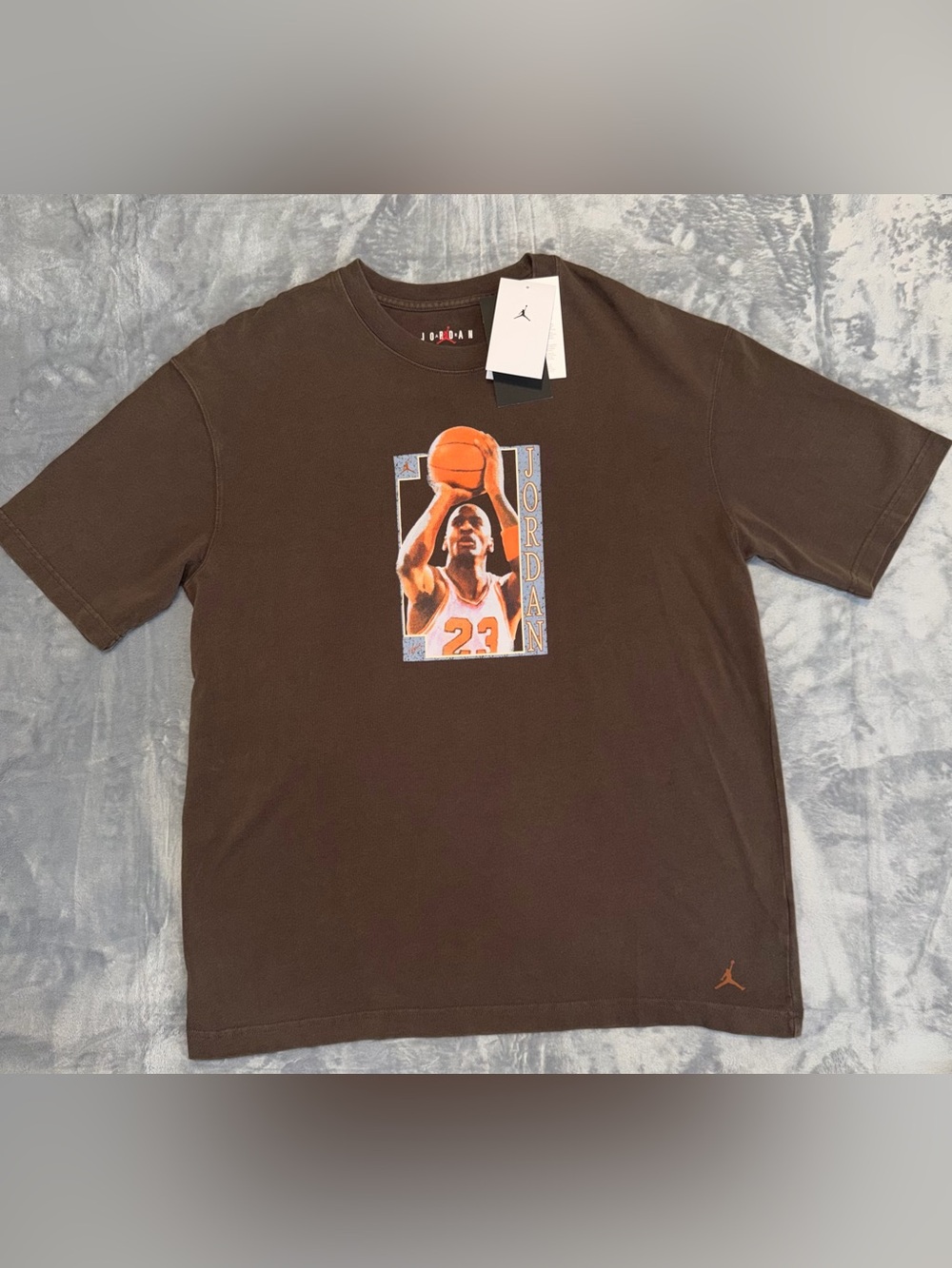 Jordan Women’s Brown 100% Cotton Crew Neck Oversized Graphic T-Shirt Size S NWT